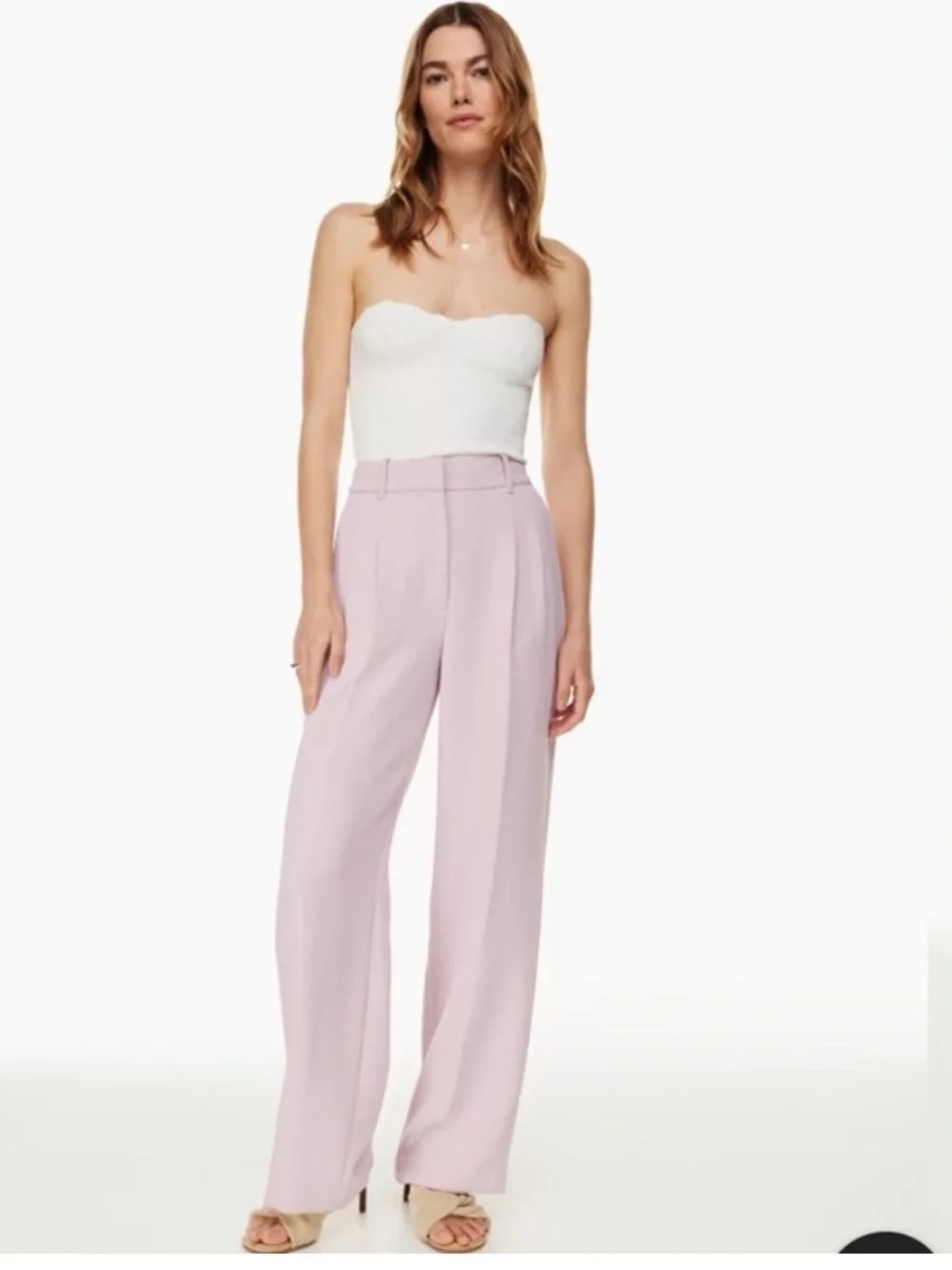 Wilfred Aritzia Effortless Pant Lyocell Linen Blend in Cloudy Lilac Sz 2
